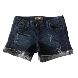 T Five Denim Low Rise Stretch Cuffed Distressed Jean Shorts